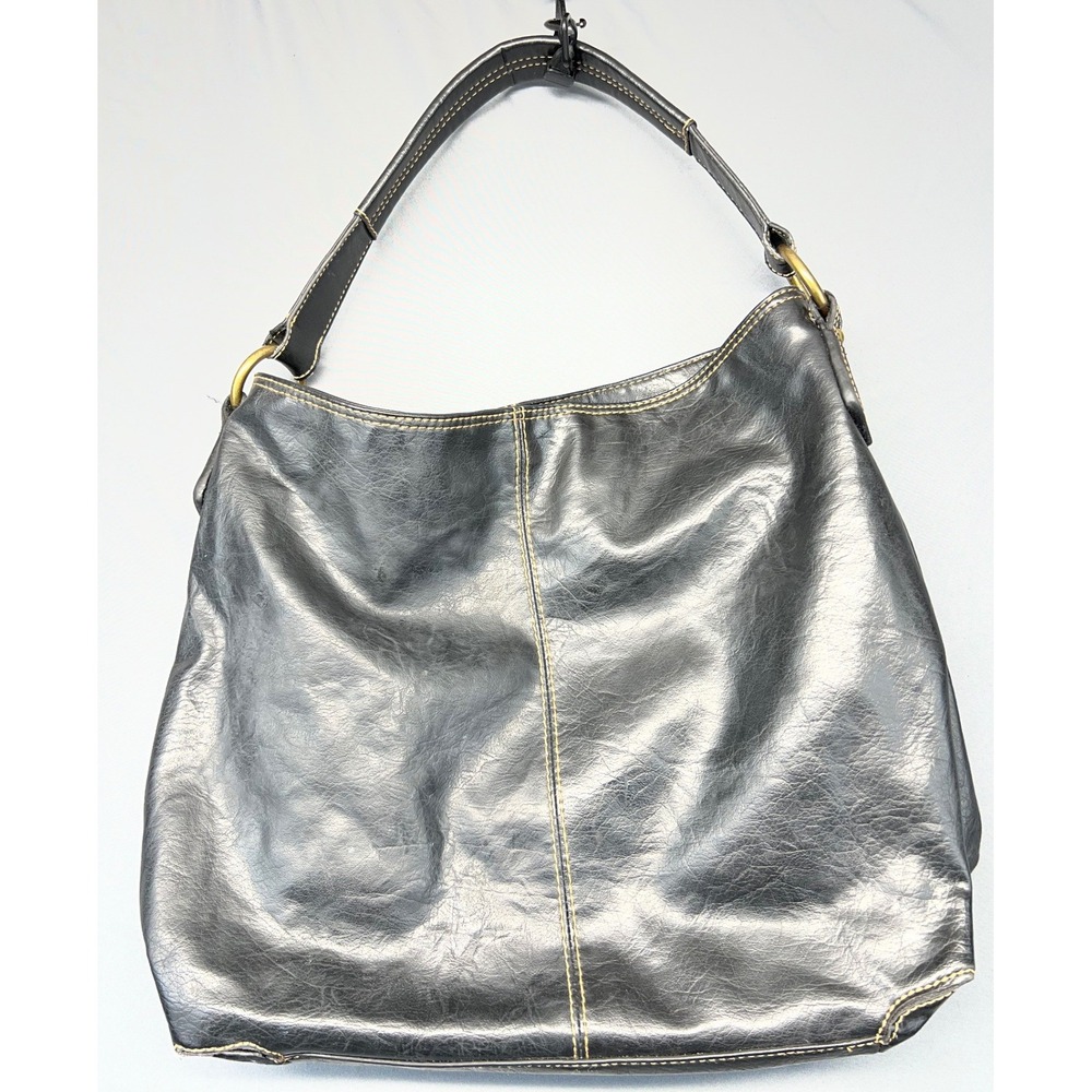 Axcess Liz Claiborne Hobo Shoulder Bag Womens Large Black Faux Leather Slouchy